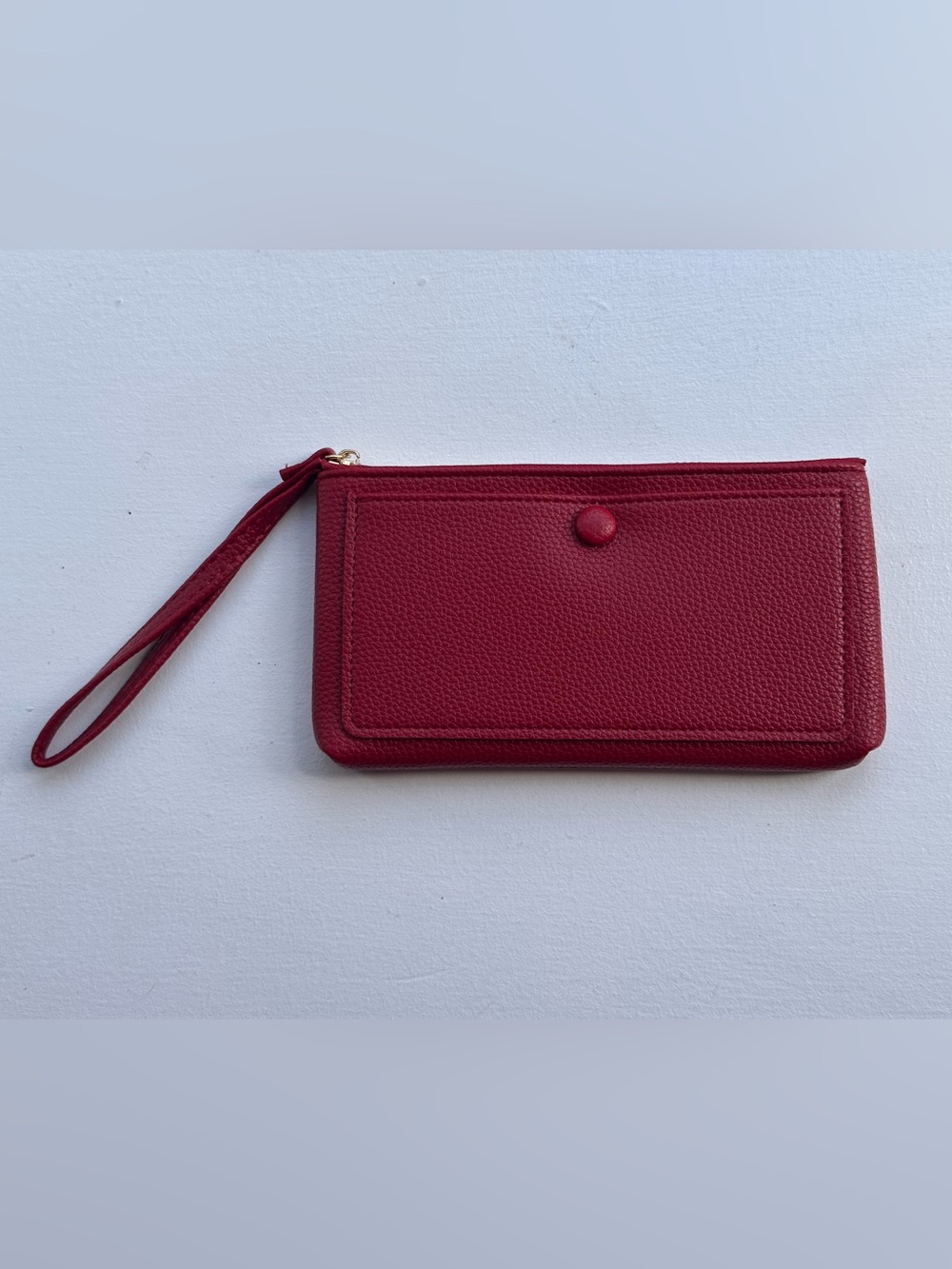 NEW Red Pebbled Leather Wristlet